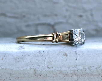 Vintage 14K Yellow Gold Diamond Solitaire Engagement Ring - 0.25ct.