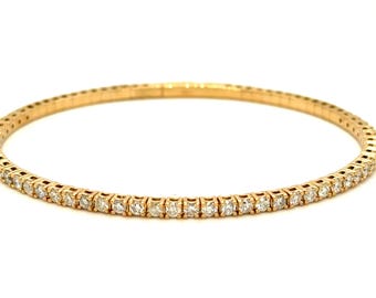 Flexible Diamond Bangle 14K Solid Gold Bracelet - 2.00ct.