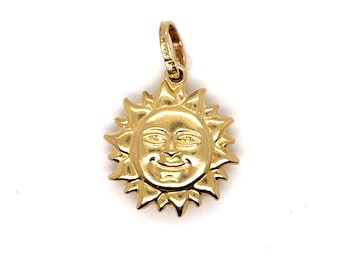 Vintage 14K geelgouden dubbelzijdige zonbedel/hanger.