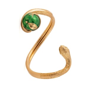 Vintage Wrap Around 18K Gold Snake Bangle Bracelet with Enamel Green Apple by Lalounis.