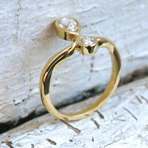 Wonderful 18K Yellow Gold Diamond Twin Stone Ring 0.65ct. - Etsy