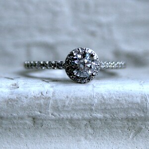 Classic Halo Diamond Engagement Ring in 14K White Gold. image 2