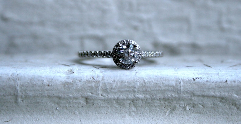 Classic Halo Diamond Engagement Ring in 14K White Gold. image 2