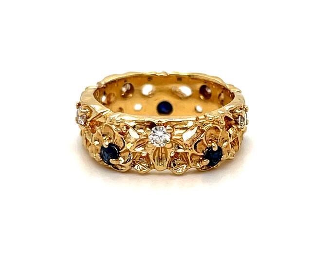 Beautiful Vintage 14K Yellow Gold Floral Eternity Band Wedding Band ...