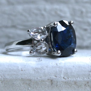 Classic Unheated GIA Sapphire Diamond Ring Engagement Ring Wedding Ring in Platinum - 5.40ct.