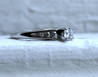 Classic Vintage 14K White Gold Diamond Engagement Ring - 0.54ct.