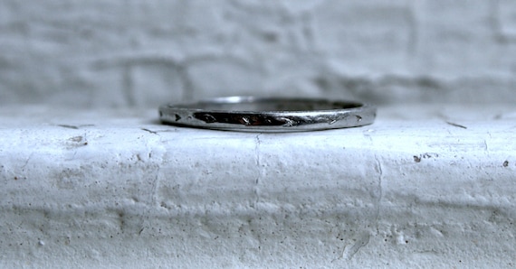 Vintage Engraved Platinum Wedding Band by Orange Blossom from 1927.