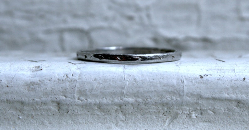 Vintage Engraved Platinum Wedding Band by Orange Blossom from 1927. image 1