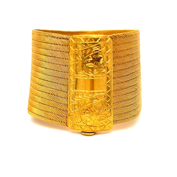 Gorgeous Vintage Pair of 22K Yellow Gold Ribbon Bracelets