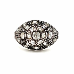 Antique Silver topped Gold Diamond Ring Engagement Ring.