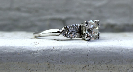 Vintage Deco Platinum Diamond Engagement Ring with GIA cert - 1.02ct.