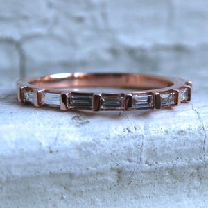 Baguette Diamond 14K Rose Gold Wedding Ring Band 0.32ct. - Etsy