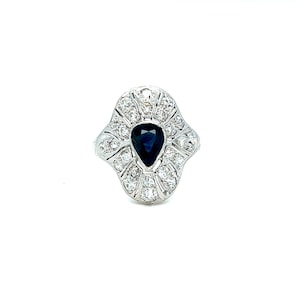 Stunning Art Deco Vintage Platinum Sapphire and Diamond Engagement Ring - 3.65ct.