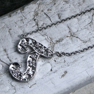 Schöne Vintage 14K White Gold Diamond "T" Halskette - 0,20 ct.