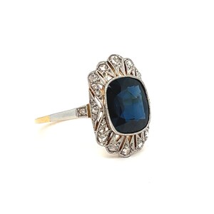 RESERVED - Amazing Vintage 18K Yellow Gold Diamond and Sapphire Ring Engagement Ring - 3.39ct.