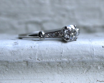 Gorgeous Antique Platinum Diamond Engagement Ring - 0.75ct.