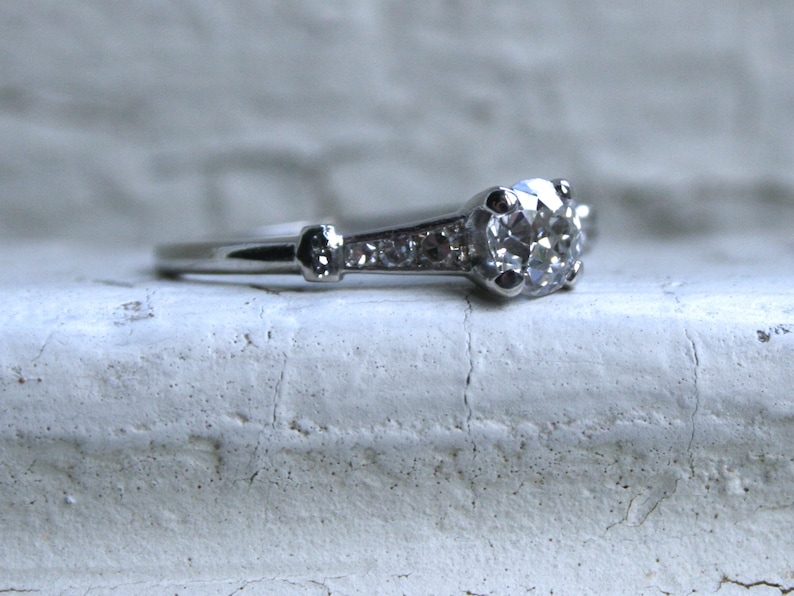 Gorgeous Antique Platinum Diamond Engagement Ring 0.75ct. image 1