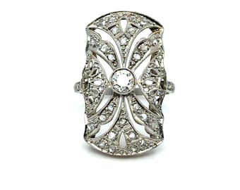 Vintage Filigree Platinum Diamond Engagement Ring.