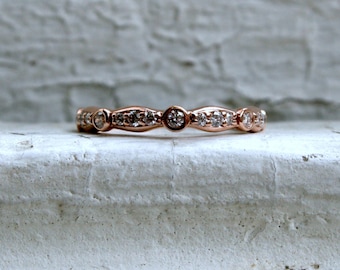 Custom 14K Rose Gold Diamond Wedding Band.