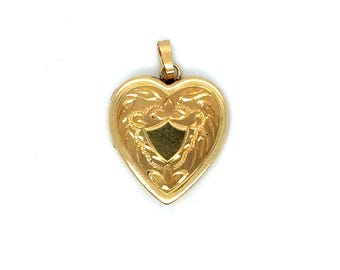 Vintage 14K Yellow Gold Heart Locket Pendant/ Charm.
