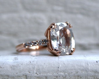 Beautiful Pave Diamond and Zircon Ring in 14K Rose Gold.