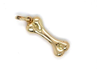 Vintage 14K Yellow Gold Dog Bone Charm - Solid