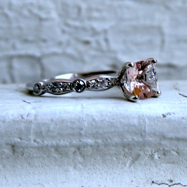 Morganite and Diamond Engagement Ring - 1.24ct.