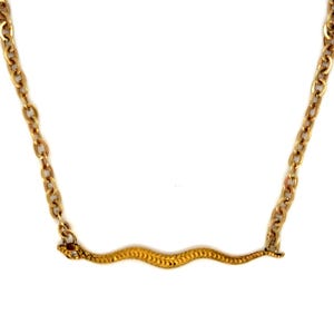 Vintage 9K/ 14K Yellow Gold Snake Necklace with Rubies and Diamond.
