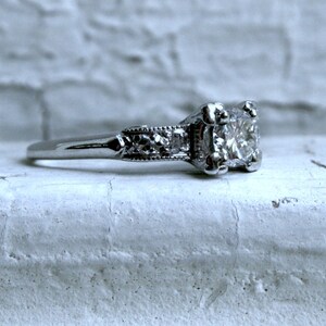 Stunning Art Deco Platinum Diamond Pave Diamond Engagement Ring - 0.52ct.