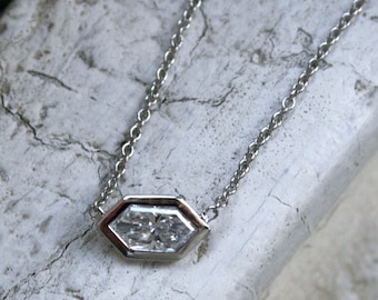 Platinum Hexagon Cut Diamond Solitaire Pendant - 0.50ct.