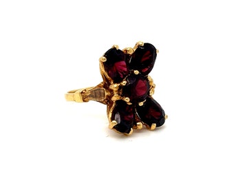 Heavy Italian Antique 18K Yellow Gold Garnet Ring - 4.00cts.