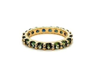 Ombre Sapphire Eternity Band, 14K Yellow Gold Wedding Ring