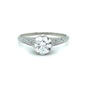 RESERVED - Antique Art Deco Platinum Old European Cut Diamond Engagement Ring with GIA certificate.