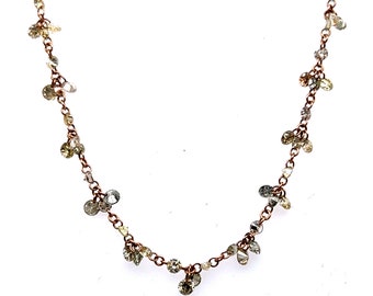 14K Rose Gold Champagne Diamond Necklace - 7.14ct.