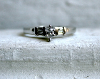 Vintage Platinum Marquise Diamond Engagement Ring - 0.38ct.