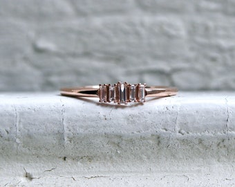 Aliança de casamento Sweet Baguette Diamond 14K em ouro rosa - 0,40 ct.