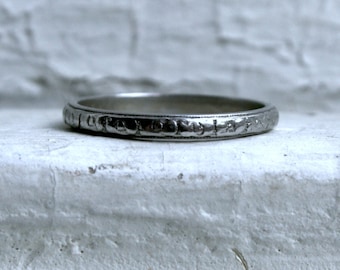 Vintage Engraved Platinum Wedding Band.