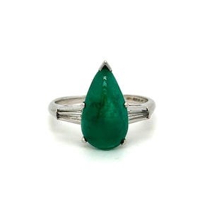 RESERVED - Columbian Emerald Platinum Diamond Vintage Ring Wedding Ring with GIA Cert.