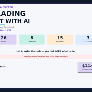 Przewodnik po tworzeniu bota do handlu kryptowalutami z wykorzystaniem sztucznej inteligencji | Bez kodowania w Pythonie, Automatyzacja Bitcoina, ebook dla początkujących, Algorytmiczny handel, Pobierz PDF 2026
