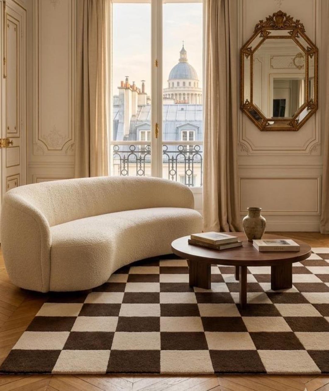 Hand Tufted Wool Checker Rug | Espresso Ivory Checkerboard Carpet ...