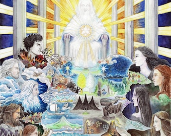 Ainulindalë (The Music of the Ainur) – Signed Art Print - Tolkien Art, Fantasy Art Print, Middle-earth, Silmarillion art