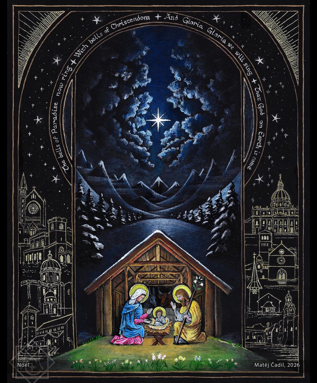 Noel Embellished Art Print J. R. R. Tolkien Christmas Poem