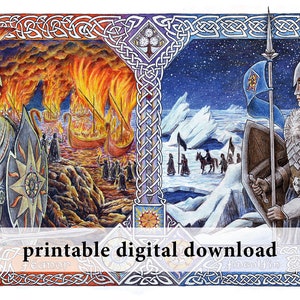 Brothers, Fire and Ice – PRINTABLE art – fantasy illustration, J. R. R. Tolkien, Silmarillion