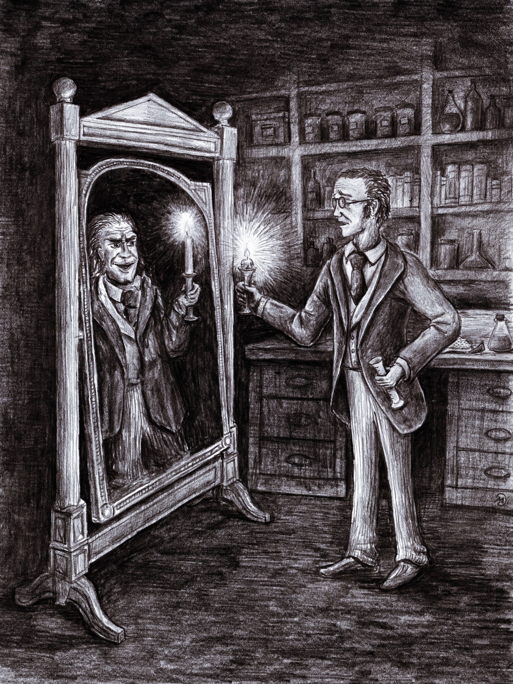 Dr. Jekyll and Mr. Hyde Dark Mirror Original illustration Etsy