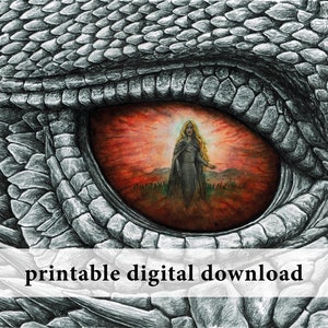 The Eye of Glaurung – PRINTABLE art – fantasy illustration, dragon, J. R. R. Tolkien, Silmarillion