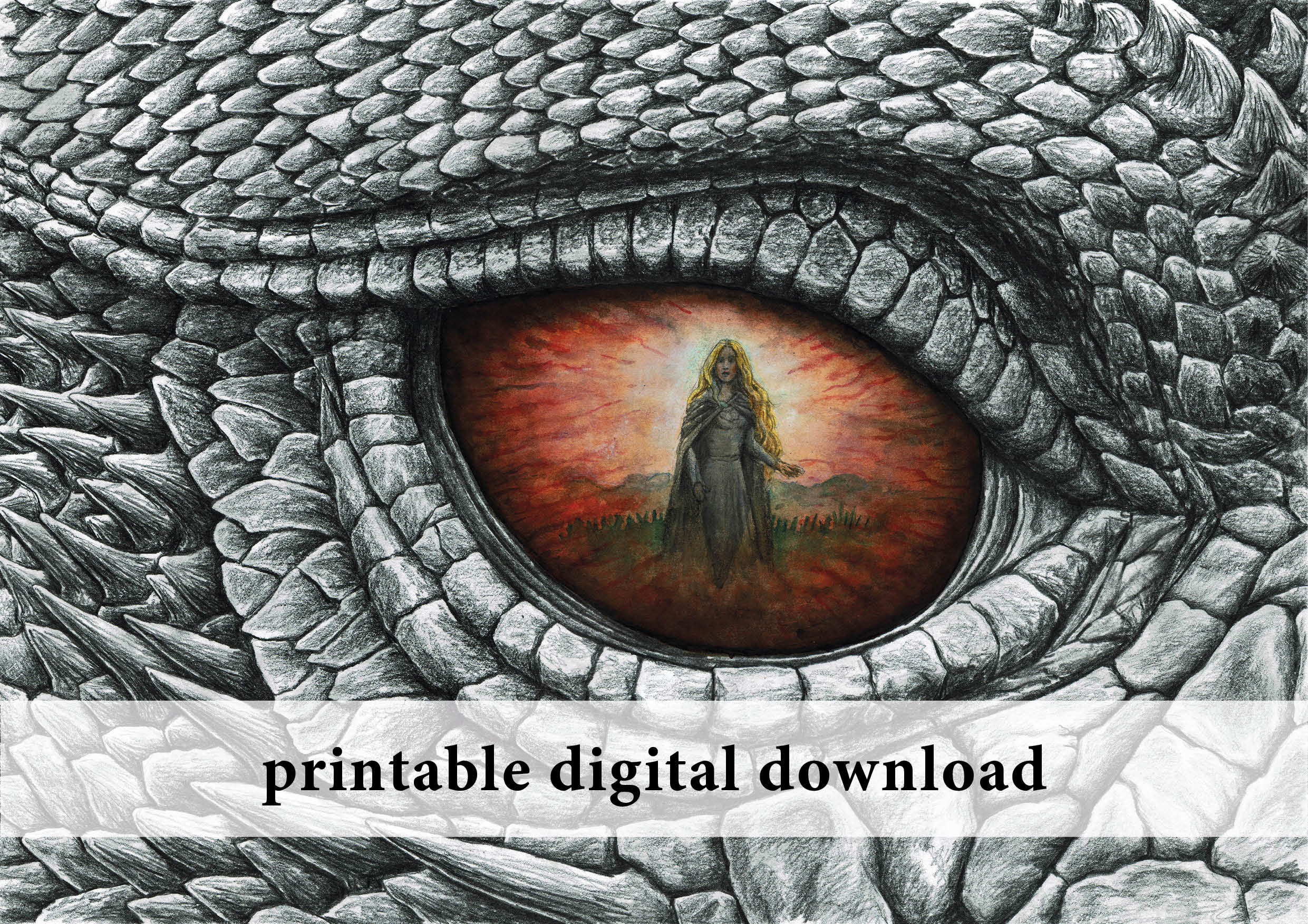 The Eye of Glaurung PRINTABLE Art Fantasy Illustration 