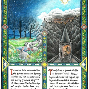 In Western Lands beneath the Sun – Embellished art print, Sam Gamgee, J. R. R. Tolkien, poem, fantasy illustration, Tolkien Gifts