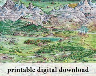 The Road Goes Ever On – PRINTABLE art – fantasy illustration, J. R. R. Tolkien