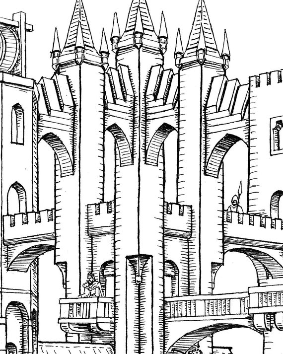 Escher Castle - Signed Art Print - MC Escher Inspired