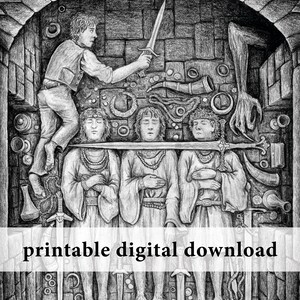 In the Barrow – PRINTABLE art – fantasy illustration, J. R. R. Tolkien